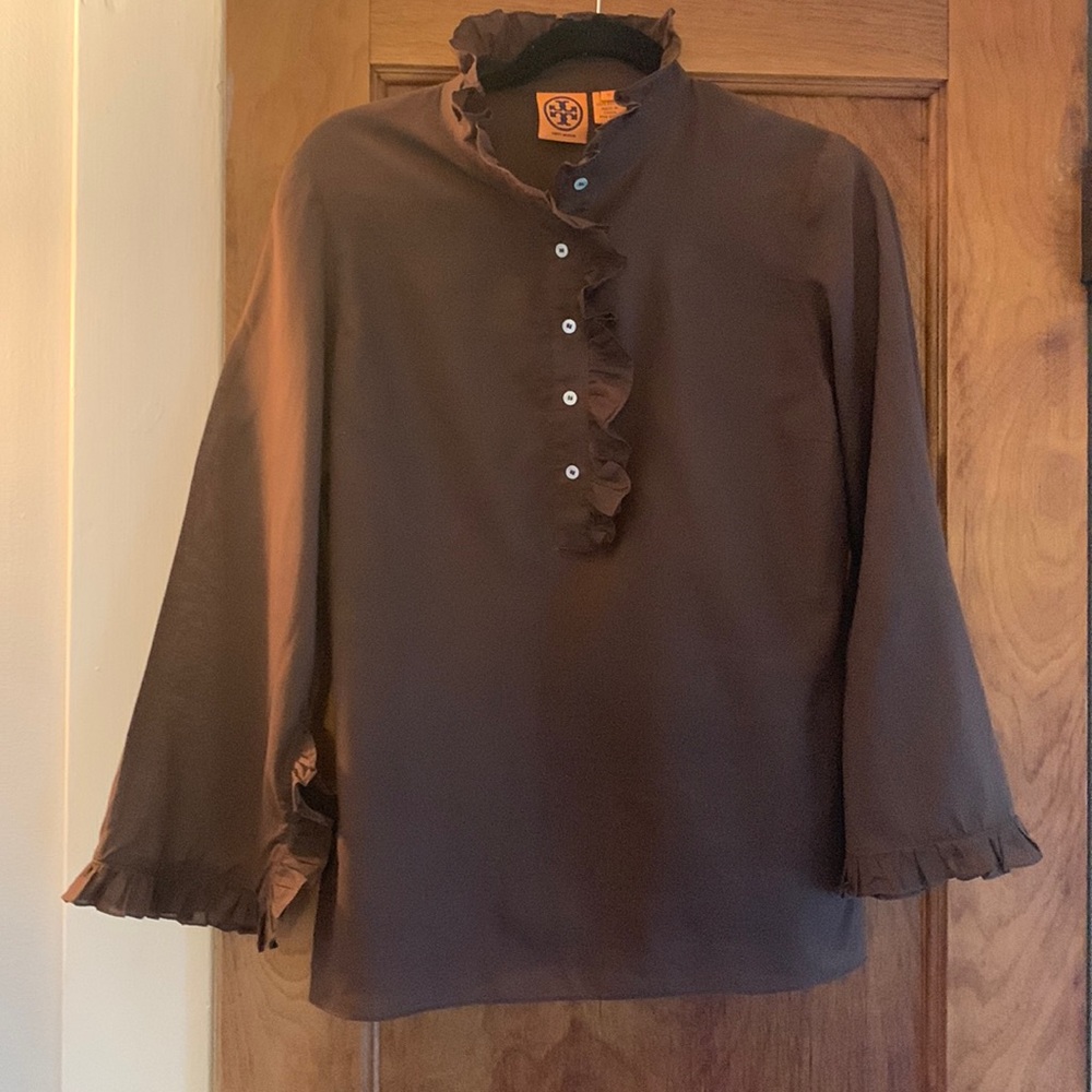 Tory Burch Brown Ruffled Tunic -Size 12